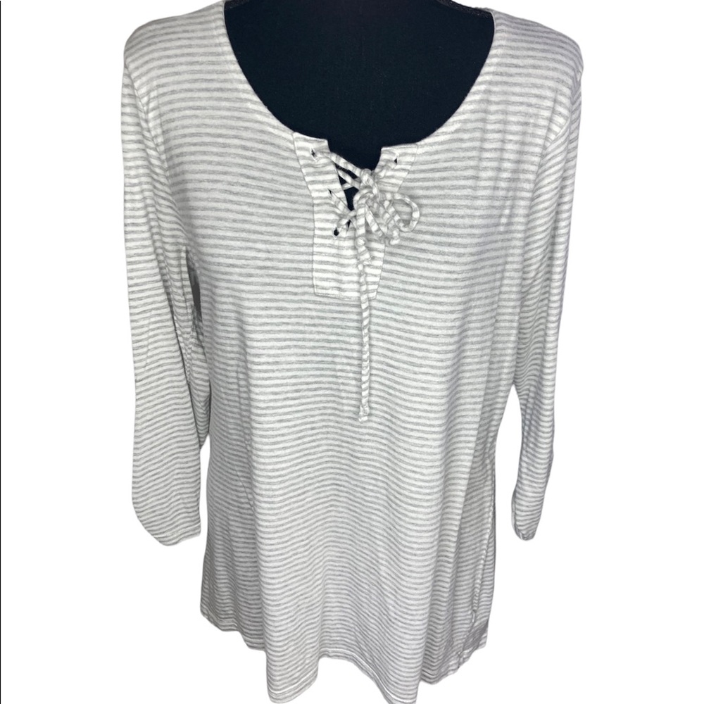 Laced up striped shirt